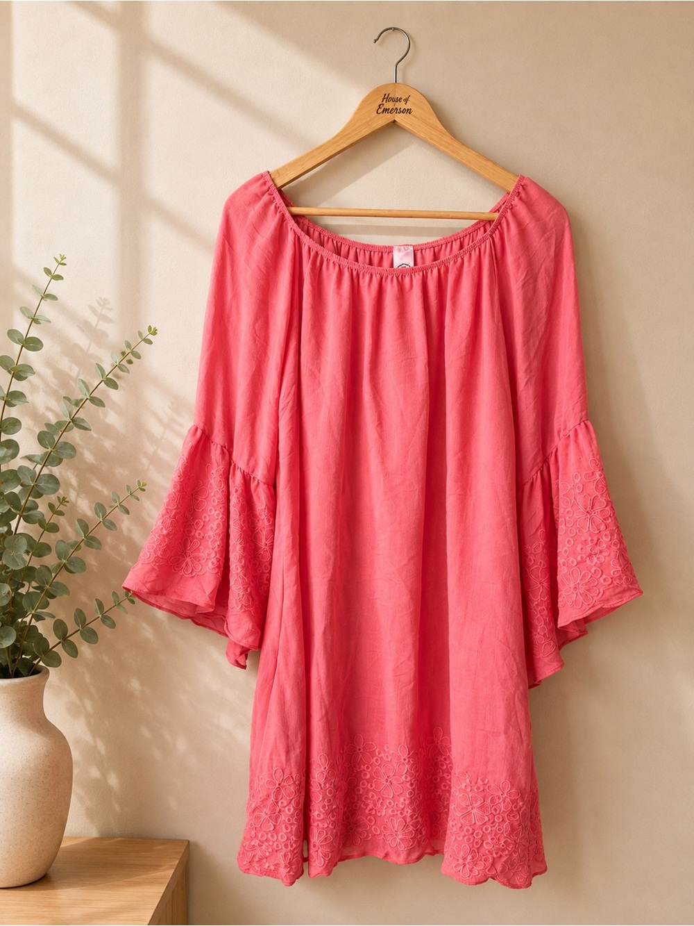 Pink Coconut Pink Embroidered Dress Size L NWT